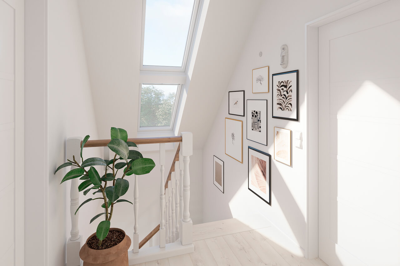 Stubište s krovnim prozorima.