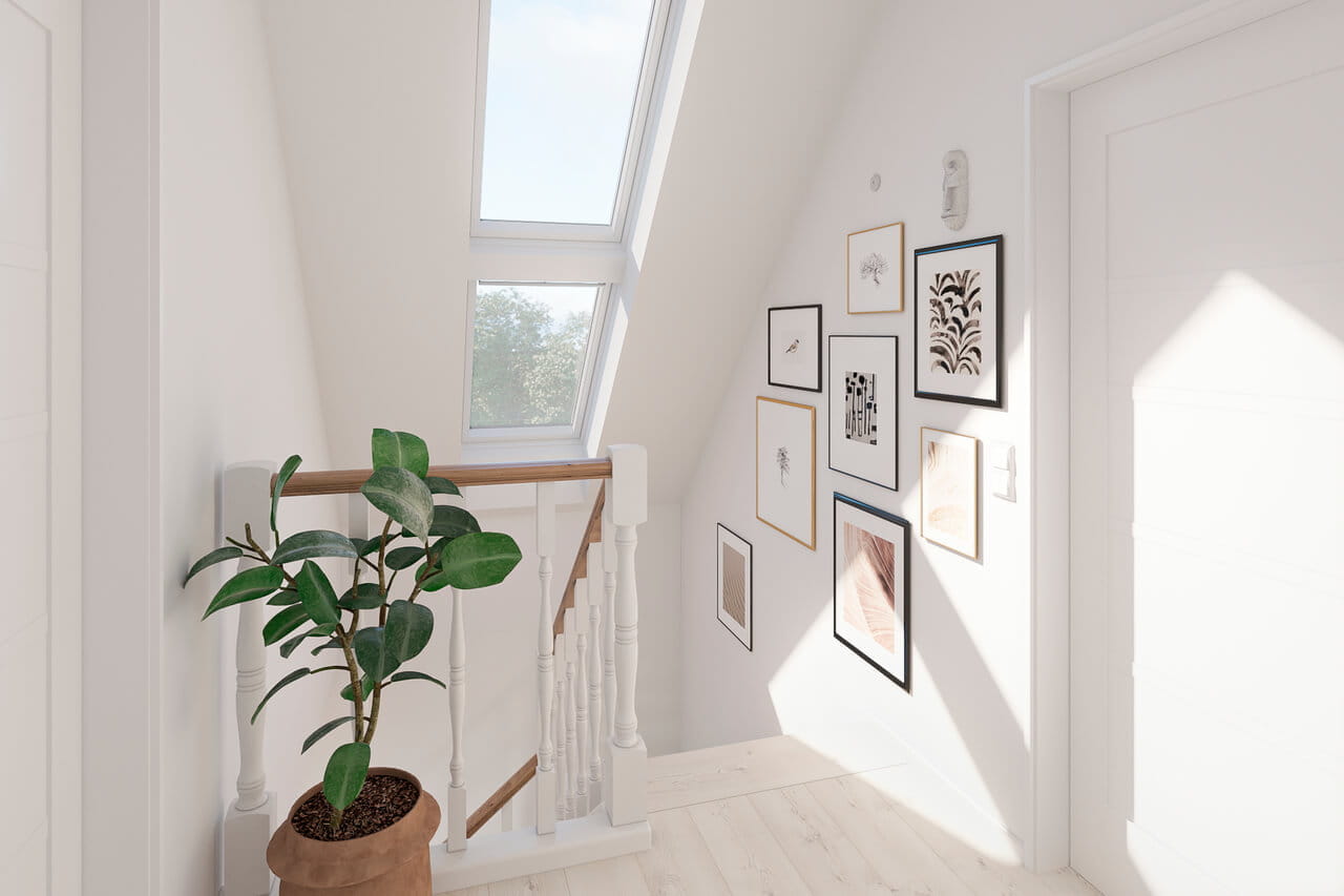 Stubište s krovnim prozorima.