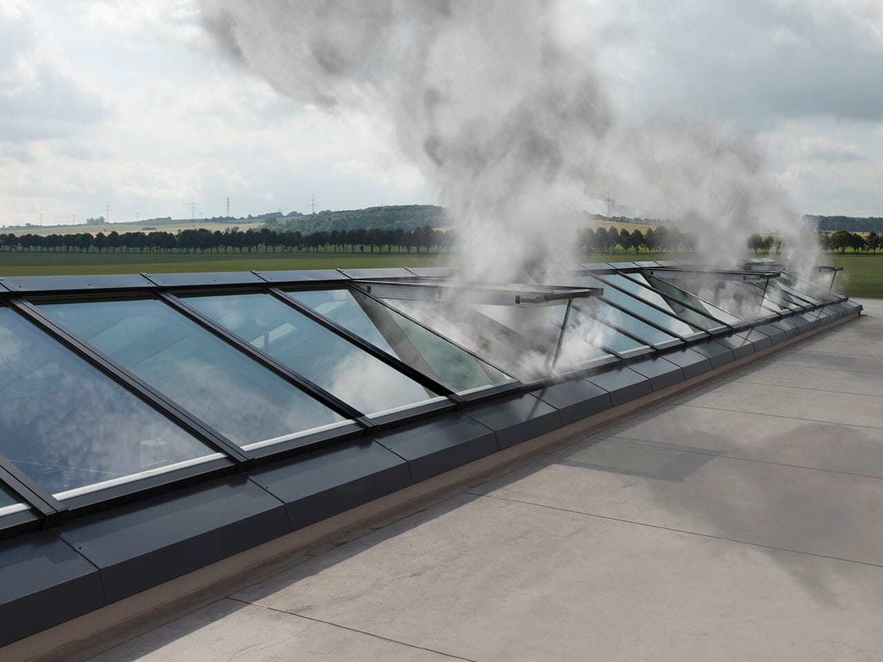 Modulaire lichtstraten - Rookventilatie